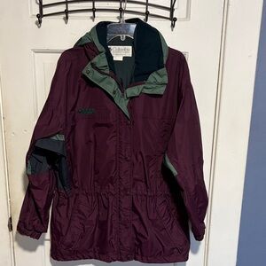 Columbia Women's Deep Burgundy and Forest Green Ski Jacket